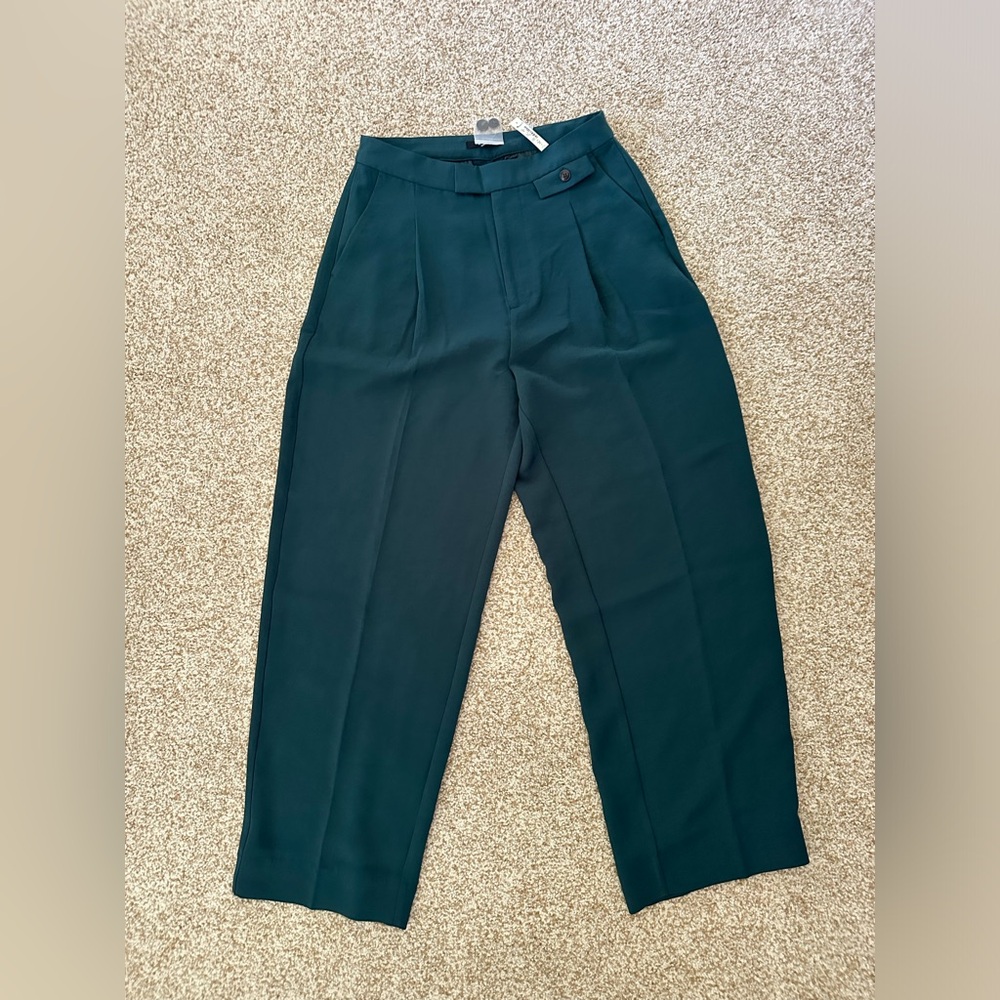 NWT Madewell Rosedale Straight Leg High Rise Crepe Pant in Smoky Spruce, size 6
